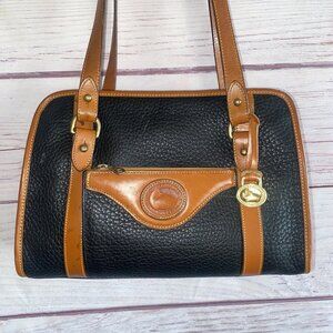 Vintage Dooney & Bourke Womens A7 150525 Pebbled Navy Blue Black Handbag Purse